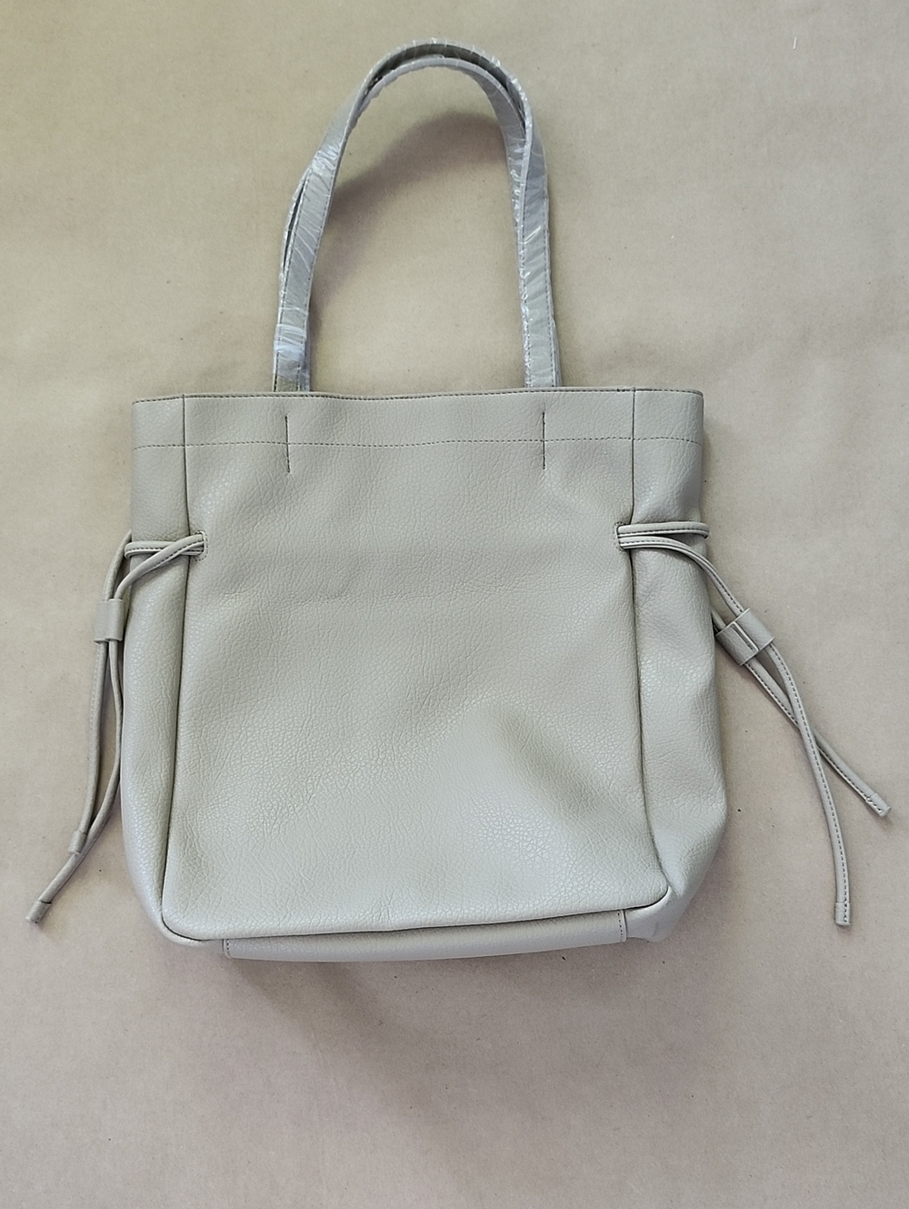 NEW Tan Vegan Leather Tote with Side Knot Detail